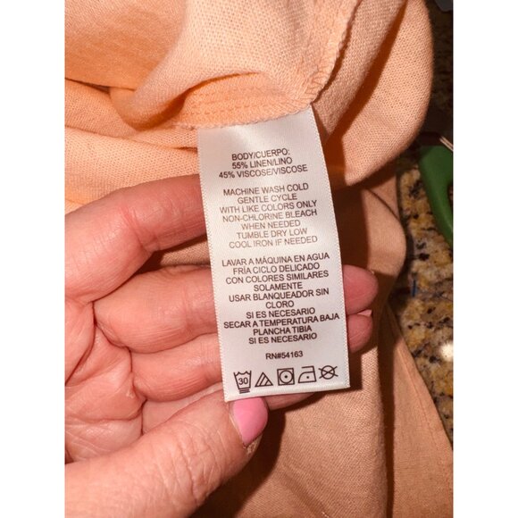 NWT DKNY Peach Sleeveless Linen Maxi Dress L Sustainable Minimalist Cottage Core - Picture 9 of 10